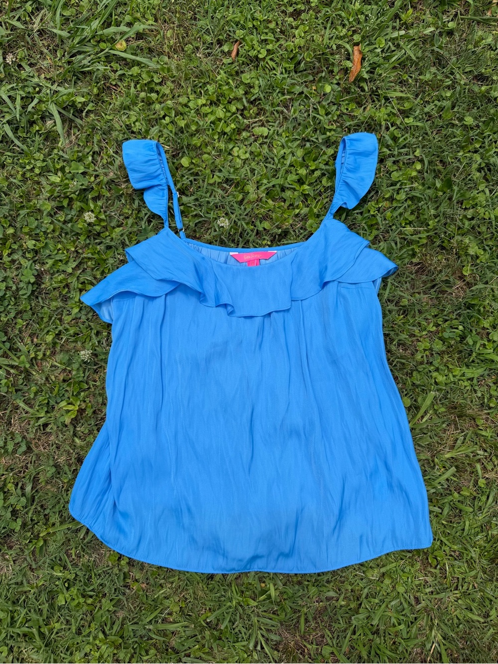 Lily Pulitzer Cailee ruffle top blue cami size MEDIUM summer preppy